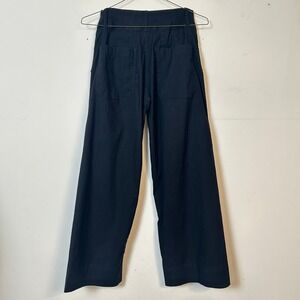 Maeve Anthropologie Linen Blend Wide Leg Crop Pants Colette Black 24P Minimal